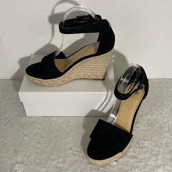 Guess Hidy Black Suede Espadrille Wedges Women’s Size 10M - Picture 1 of 13
